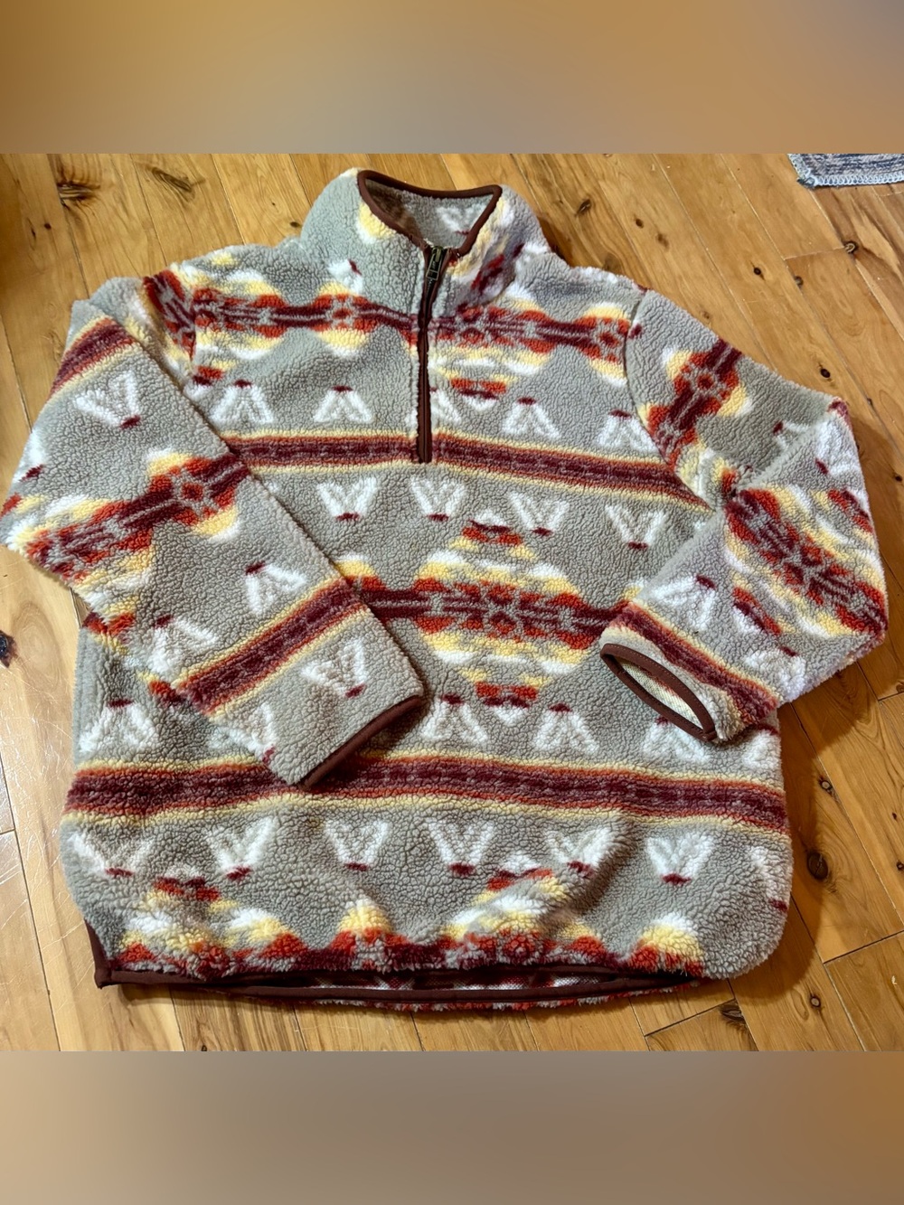 Stoic Pattern Sherpa 1/4 Zip Pullover Women’s Sz M Southwestern Geometric Print